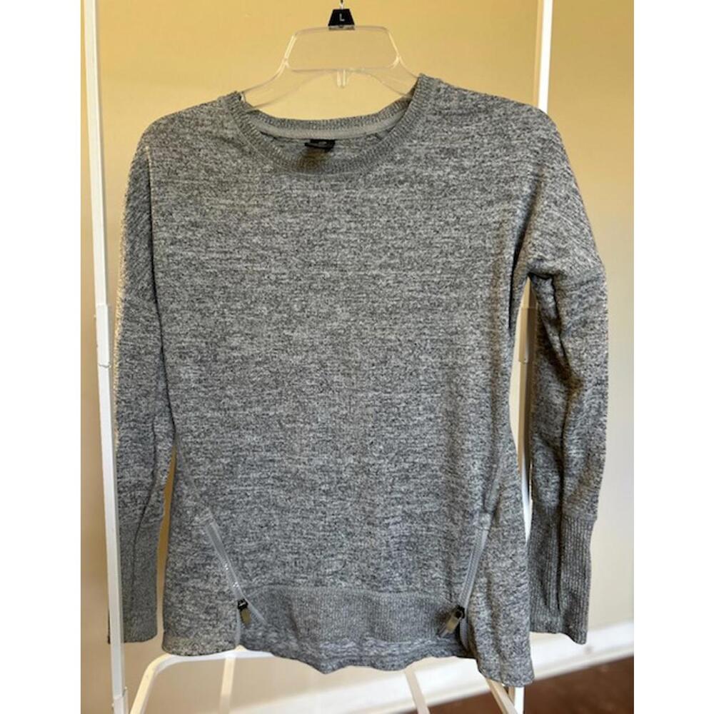 Active Life Gray Knit Sweater with Zipper Detail, Size Small